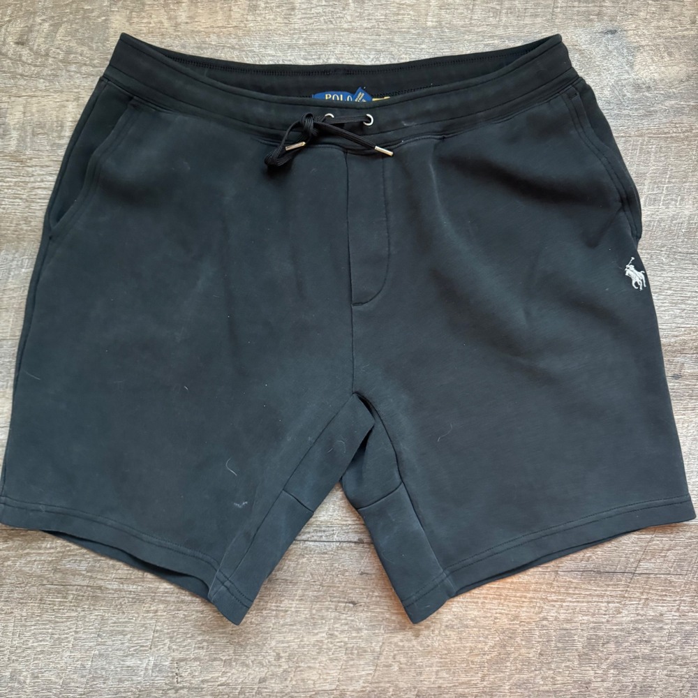 Polo Ralph Lauren Double Knit Shorts Large Regular Black Pony Logo Tech Fleece